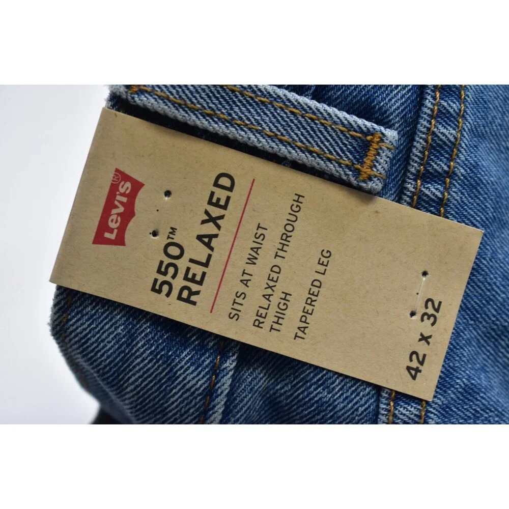 Levis 550 Jeans Mens 42x32 Blue Relaxed Fit Tapered Leg Denim New 100% Cotton - Picture 6 of 14